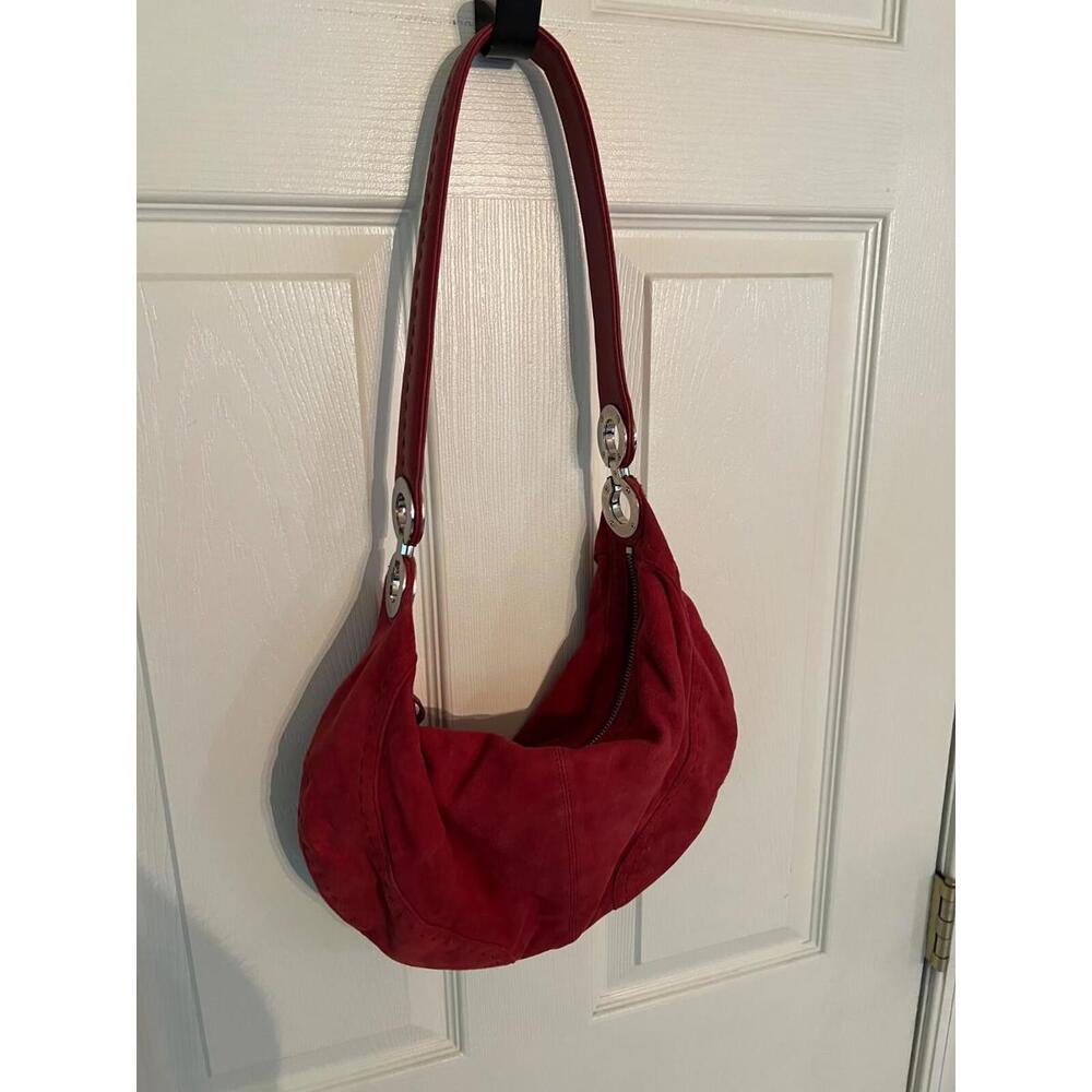 Valerie Stevens Red Suede/Leather Handbag Shoulder Bag